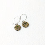 Gold Granulation and Sterling Silver Earrings with Green Chrome Diopside Gemstone