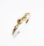 Sterling Silver and 22k Gold Cuff Bracelet with Garnet, Amethyst, Peridot and Blue Topaz Gemstones