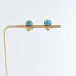 22k Gold and Sterling Silver Stud Earrings with Kingman Turquoise