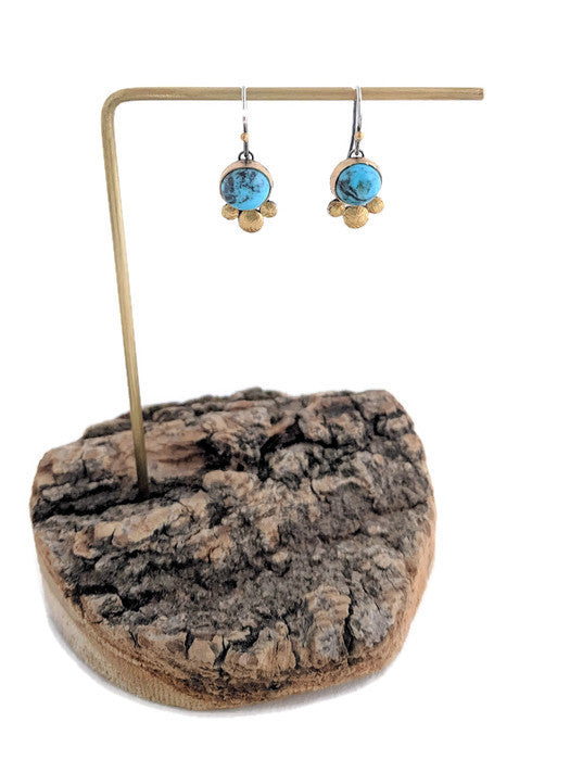 22k Gold and Sterling Silver Earrings with Kingman Turquoise