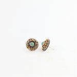 Gold Granulation and Sterling Silver Earrings with Chrysoprase Gemstone