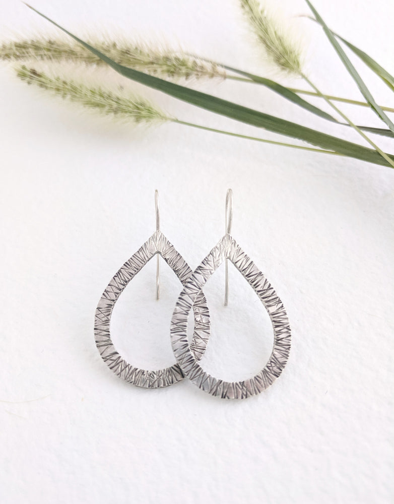 Sterling Silver Grass Texture Earrings