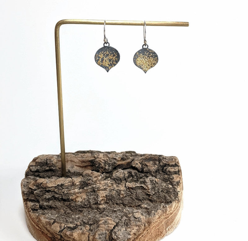 Small 24k Gold and Sterling Silver Aspen Leaf Earrings