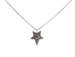 Gold Granulation and Sterling Silver Star Necklace with Purple Amethyst