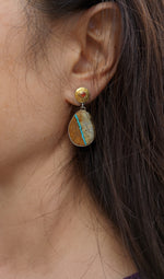 Ribbon Turquoise and Fire Opal Earrings
