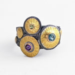 22k Gold and Sterling Silver Ring with Zircon, Amethyst and Peridot