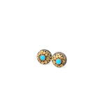 18k Gold and Sterling Silver Stud Earrings with Turquoise